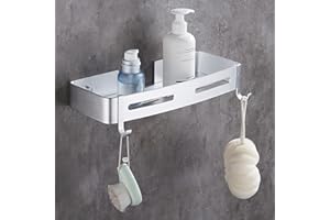 Hoomtaook Mensola da Doccia Organizzatore per Flaconi Senza Chiodo, Alluminio Aeronautico, Nessun Danno al Muro per il Montaggio Per Bagno Cucina 1 Pezzi Argento