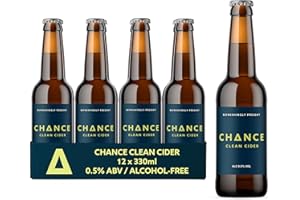 Chance Clean Cider | Alcohol Free | 12x330ml Bottles | 0.5% ABV | The UK's First Clean Cider | Crafted from British Apples | Refreshingly Crisp Apple with Bursts of Citrus | Vegan & Gluten Free