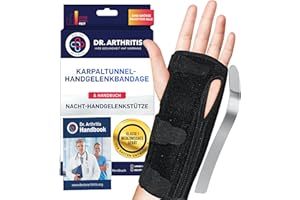 DR. ARTHRITIS Von Ärzten Entworfen, Verstellbare Handgelenkstütze, Handgelenk Schiene, Sehnenscheidenentzündung Bandage, Karpaltunnel Schiene, Handgelenk Bandagen für Nacht, Einzelpack, Schwarz, Rechts/Links