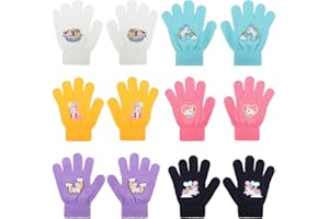 QKURT Gants Magiques pour Enfants, Gants d'Hiver Unisexe en Tricot Colorés Chauds Moufles Extensibles Plein Doigt pour 5-12 Ans