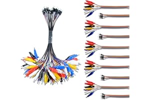 Oiyagai 10Pcs 2 en 1 Pinza de Cocodrilo a Cable Dupont de 10 Pines y 20 cm Macho, Pinza de Cocodrilo a Cable Puente de 10 Pines y 20 cm Macho para Pruebas en Arduino/Raspberry Pi/Orange Pi
