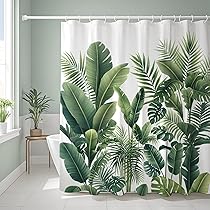 NEJLCTOROUS Duschvorhang Grün Mit Blattdesign - 180x200cm Polyester Stoff Waschbar