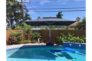 PURPLE LEAF Parasol Déporté Rectangulaire 3 x 3.65 m, Parasol De Jardin Extérieur Toit à Double Rotatif 360°, Parasol Terrasse Extérieur XXL, Gris acier