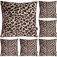 Hodeacc 6 Pack Leopard Printed Series Pillow Covers,Soft Plush Animal Theme Faux Fur Decorative Throw Pillowcase Home Decor Cushion Cover,18x18 inch (CASE ONLY)