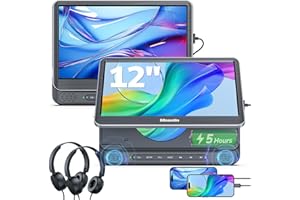 GOnavidio 12" HDMI Double Lecteur DVD Voiture indépendant, Lecteur DVD Portable avec 5 Heures Batterie,ecrans Voiture supporte la Carte USB/TF, MKV/MP4 (2)