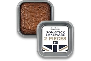 Samuel Groves 8" (20cm) Non Stick Twin Pack Square Sandwich Brownie Tin, Cake Tin, Cake Tins, Cake Trays for Baking, Baking Tins Non Stick, 20cm Square Cake Tin Made in England (8" Twin Pack)