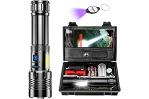 Shadowhawk Lampe Torche 1000000 Lumens, XHM90.2 Lampe Torche Led Ultra Puissante avec Lampe LatéRale Cob, Lampe de Poche Rechargeable, 7 Modes & IP67 Lampe Tactique pour Camping, RandonnéE et Urgences