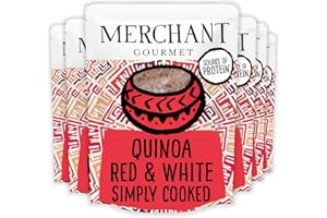 Merchant Gourmet Cooked Red & White Quinoa - Source of Protein & Fiber, Vegan, Healthy Rice Alternative, Pack of 6 x 250g Ready-to-eat Pouches