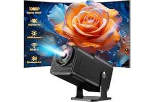 Allesin Mini Proyector 4K, Full HD Nativo 1080P Videoproyector 500ANSI, Proyector Portatil Diseño Giratorio 180°, WiFi6 BT5.2 Compatible con iOS/Android/Tablet/HDMI/TV Stick/USB, Negro