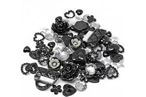 Special Touches 80 Mix Shabby Chic Resin Flatbacks Craft Cardmaking Embellishments (Black)