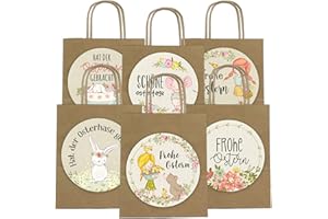 Papierdrachen XXL Geschenktüten für Kinder zu Ostern - Osterdeko - Kreatives Osternest mit 6 Papiertüten und XXL Aufklebern (14cm) - Design 61