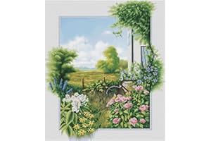 Maydear Kits de punto de cruz estampados 14CT Kit de inicio de bordado de punto de cruz preimpreso para adultos principiantes - Outside The Fence 48 × 56 cm