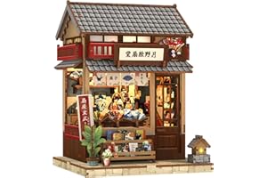 CUTEBEE Book Nook Kit-Miniaturowy Domek Dla Lalek Z Oświetleniem LED,3D Drewniana Podpórka Do Książek,Japoński Styl Kulturowy,Prezent(Tsukino Eogi-dou)