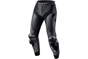 REBELHORN Rebel Pantaloni da Moto in Pelle Protezioni Ginocchia e Fianchi Rinforzi in Kevlar Ventilazione Saponette per Ginocchia Elementi Riflettenti