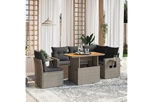 Amorsee Balkon Lounge Klein Verstellbare Tischplatte Balkon Sofa Rattan Gartensofa Gartenlounge Ecklounge Ecksofa Lounge Möbel Outdoor Loungemöbel Balkonsofa Gartenmöbel Balkonmöbel