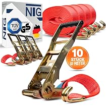 4 Cinghie Tensioni Con Cricchetto NTG | 4m X 35mm | Portata 2000 Kg | Testate TÜV/GS | Fissaggio Carico Resistente