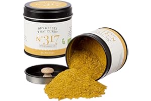 ‎RIMOCO Rimoco N°317 Bio Gelbes Thai Curry - leicht scharf, fruchtig, zitronig - Das Mildeste unter den thailändischen Currys | Bio Anbau (DE-ÖKO-007) | 70g in eleganter Gewürzdose mit Aromadeckel