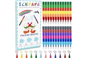‎ICEPAPA ICEPAPA, 24 Stapelbare Stifte Kinder, insgesamt 12 Farben, ideal als Mitgebsel Kindergeburtstag, Kindergeburtstag Gastgeschenke und Give Aways Kindergeburtstag