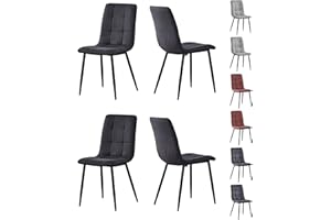 mcc direct Esszimmerstuhl im 4er Set aus Kunstvelourleder mit Metallbeinen Designerstuhl Küchenstuhl Henri (Schwarz)
