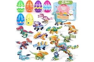 Hoarosall Ostergeschenke Kinder 12 Stück Ostereier Zum Befüllen mit Bausteine für Dinosaurier Ostereier Plastik 8,5cm*6cm für Ostereier Deko Partygeschenk Ostereiersuche für Ostern Kinder