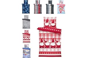 one-home Winter Bettwäsche Thermo Fleece Kuschelig Warme Bettbezüge Flauschig Warm Weich, Größe:2 teilig 135x200 cm, Farbe:Wichtel Rot