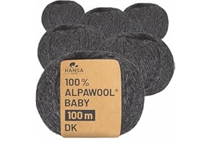 ‎HANSA-FARM HANSA-FARM | 100% Baby Alpakawolle in 50+ Farben (kratzfrei) - 300g Set (6 x 50g) - weiche Alpaka Wolle zum Stricken & Häkeln in 6 Garnstärken by Hansa-Farm - Anthrazit (Schwarz-Grau)