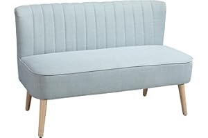 ‎HOMCOM HOMCOM Sofa 2 Sitzer Couch, Kleine Loveseat mit Leinen-Optik Modern Polstersofa für Wohnzimmer, Schlafzimmer, kleinen Raum, Hellgrün 117 x 56,5 x 77 cm