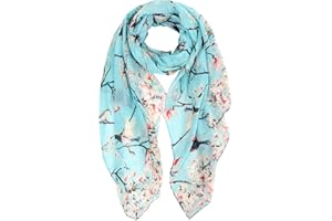 DiaryLook Ladies Women's Fashion Bird Print Long Scarves Floral Neck Scarf Shawl Wrap Gifts For Women