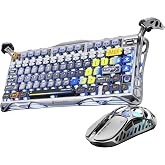 GravaStar Mercury Oyuncu K1 Pro Klavye+Mercury X Mouse, 2.4Ghz Wireless, Bluetooth, Kablolu, RGB Aydınlatmalı, Mekanik, İngil