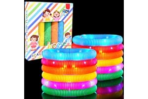 AYAAFA 6 Pack Light Up Pop Tubes, Glow Sticks Party Favors for Kids 4-8-12, Valentines Day Gift, Sensory Toys, Birthday Return Gift Goodie Bag Stuffer Classroom Prize Stocking Stuffers Party Supply