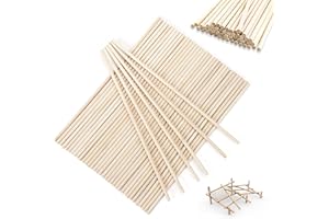 OBYJCA 50 Pcs Wooden Dowels Rods, 20cm X 5mm Wooden Sticks for Crafting, Smooth Dowling Rods for Craft Birch