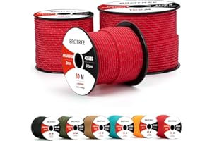 Brotree Paracord 3mm 50M Corda 100% Nylon Tipo II 3 Fili Corda Paracord 425 per Esterno, Artigianato, Fatto a Mano - 192 kg Carico di Rottura (Riflettente Rosso)