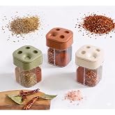 Vios Store 4 B&ouml;lmeli D&ouml;ner Kapaklı Pratik Baharatlık - Modern Tasarım Şeffaf Baharat Kavanozu (1'li, 2'li ve 3'l&uuml; Paket Se&ccedil;en