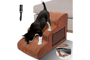 Zvonema Schody dla małych psów, 3 stopnie, rampa dla kotów, sofa kontynentalna, z poszewką pluszową do prania, antypoślizgowa drabina dla zwierząt domowych, wysyłana rolka do kłaczków