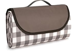 Lahrma Picnic Blanket Waterproof 200 x 200 cm Large Picnic Mat Camping Outdoor Blanket, Beach Mat Sand Free Portable with Handle Foldable Park Graden Picnic Rug, Brown