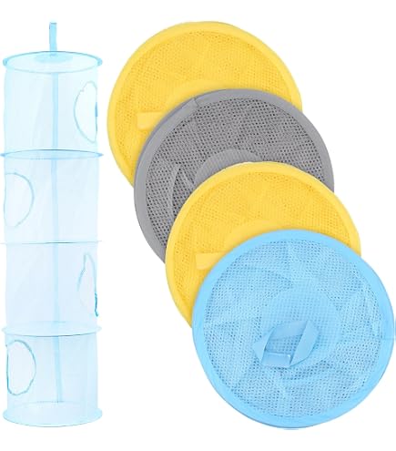 2 Filets De Rangement Suspendus Pliables - 4 étages, Pour Vêtements, Jouets, 110x30 Cm