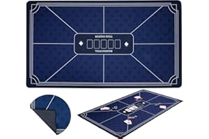Engelhart - 320995 - Blue Poker Mat - Non-slip Playing Surface 140 cm x 80 cm - Thickness: 3 mm - Printed Polyester and Rubber Tablecloth - Casino Gaming Accessory