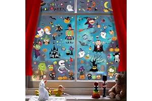YIHELU Pegatinas de Ventana de Halloween, Pegatinas de Halloween, Juego de Pegatinas Reutilizables, Decoraciones para Fiestas de Halloween, 9 Hojas