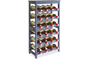 STELLSTAR botellero Vino Madera, botelleros Vino apilable Bambú Wood de 6 Niveles para 24 Botellas, Soporte Vino Libre de Bamboleo, para Cocina con Tablero de Mesa, Gris