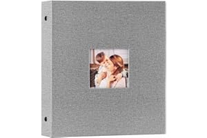 Lanpn Album de Fotos 13x18 200, Lino Album para Photos Bolsillos Horizontal 13 x 18 cm Gris