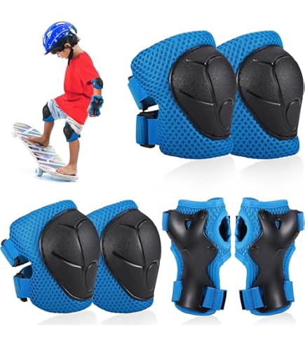 iMoebel Beschermerset, 6-in-1 inline beschermers, set kinderbeschermingsuitrusting, verstelbare kniebeschermers, elleboogbeschermers, polsbeschermers voor skaten, rijden, scooter, skateboard, zwart, M
