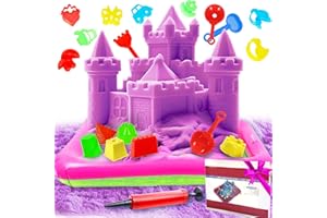 KOKOBOX Juego Arena Magica Kit Niños 2 3 4 5 Años 1.5KG+18 Moldes Accessorios con Bandeja Arena Magica Colores Juego de Arena Kinetica Arena Fluida Regalo de Cumpleaños Niñas Kit Manualidades Niños - Púrpura
