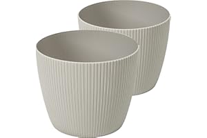 ‎TYMAR Tymar Blumentopf, 2er-Pack, Runde Form, Übertopf ((2pack) Beige, ø 30 cm)