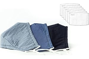 Habac Studio Pack of 3 Face Masks + 6 PCS PM 2.5 FILTERS Face Mask Cover Bandana Balaclavas Face Masks Washable UK Reusable Face Mask Black Face Masks Nose Wire Unisex. UK Seller