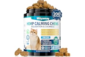 Woyamay Cat Calming Treats, 200 Count Natural Calm Treats for Cat Calm Support, Calming Chews for Cats Support for Separation, Barking, Fireworks, Thunderstorms-Chicken Flavor