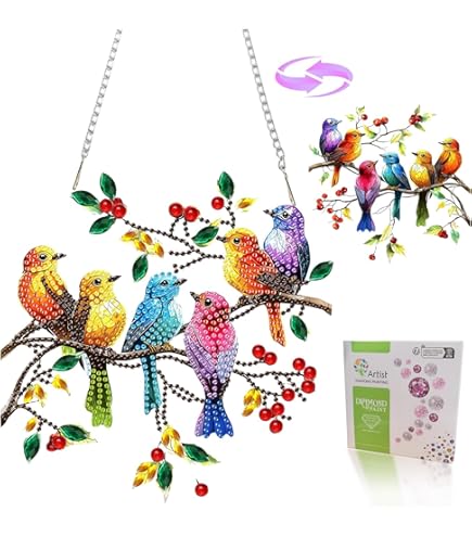MXJSUA Koffie Diamond Painting hanger met ketting volwassenen, diamond painting raamafbeeldingen, hangend ornament, knutselset voor muur en entree, decoratie, 20 x 20 cm