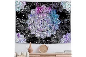 Arawat Wandteppich Lila Mandala Psychedelic Wandtuch Wandteppich Mandala Wanddeko Psychedelic Teppich Gothic Wandteppiche Trippy Tapestry Wandtuch Wandbehang Boho Wand Deko (150 x 200cm)
