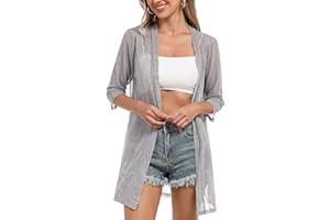iClosam Cardigan Damen Sommer Strickjacken für Damen 3/4 Langarm Strandkleid Bikini Cover Up Bolero Kimono Sommerjacke Tops