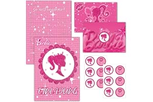 crunier 12PCS Prinzessin Einladungskarten Kindergeburtstag Mädchen mit 12 Umschläge und 12 Aufkleber,Rosa Prinzessin Einladungskarten für Geburtstag,Themenparty,Festliche Feste,Geschenke für Mädchen