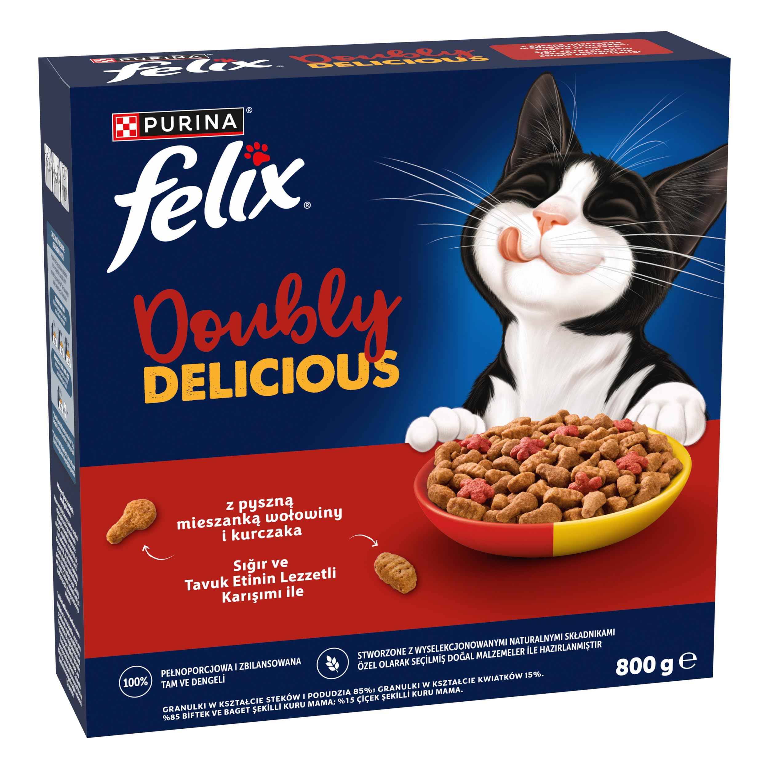 Felix Doubly Delicious Yetişkin Kedi Maması Etli 800g